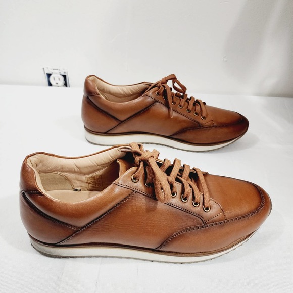 Anthony Veer Barack Court Calfskin Leather Lace-up Sneaker in Tan Men's Size 13D - Picture 10 of 16